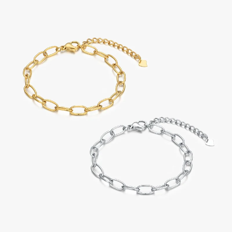 Bracelets With Artistic Design-Eleni Link Chain Bracelet (Greek Inspired Collection)