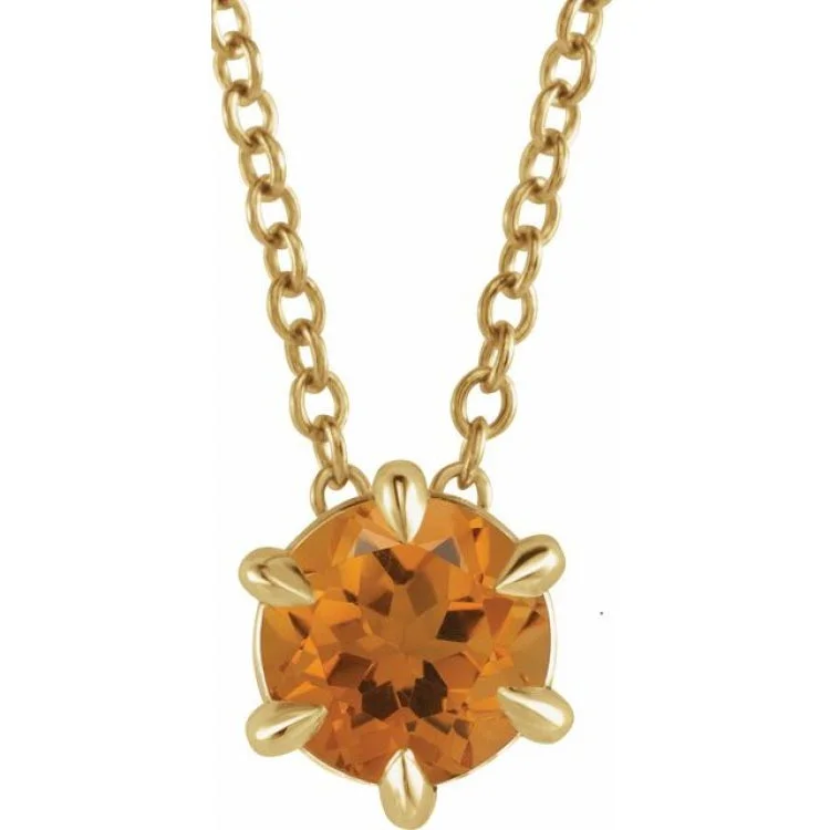 Triangular Pendant Necklaces-14K Yellow 4 mm Natural Citrine Solitaire 16-18" Necklace