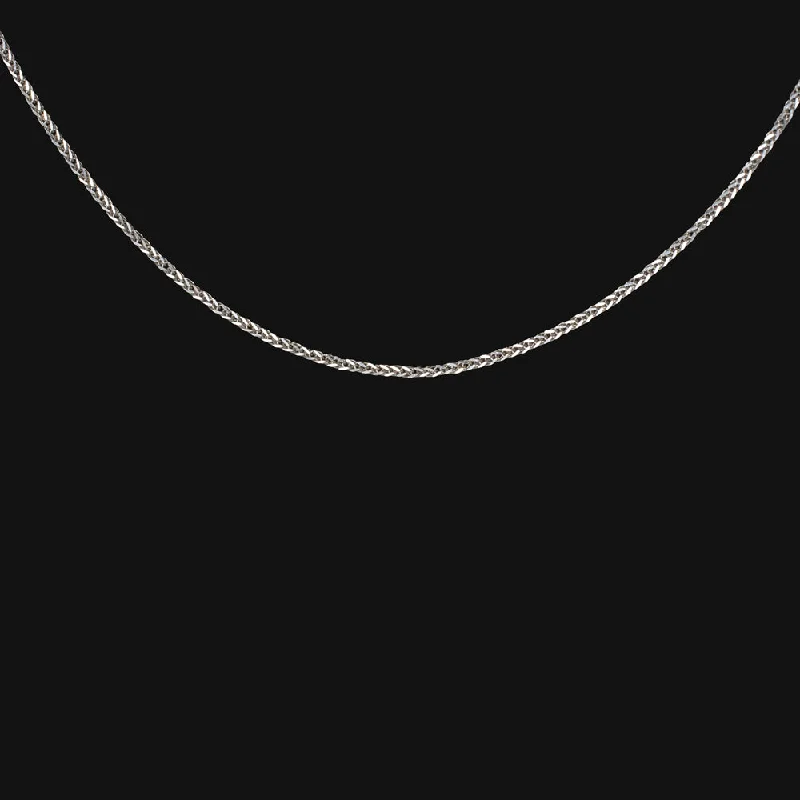 Women’s Choker Necklaces-14k WHITE GOLD WHEAT CHAIN 16in 0.74mm NECKLACE CLASSIC DAINTY THIN HERRINGBONE