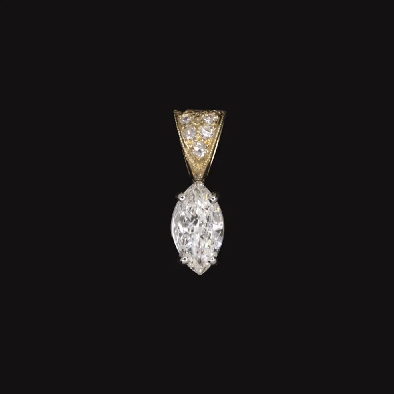 Layered Gold Necklaces-MARQUISE DIAMOND DROP PENDANT 1/2ct I VS1 NATURAL 14k WHITE YELLOW GOLD NECKLACE