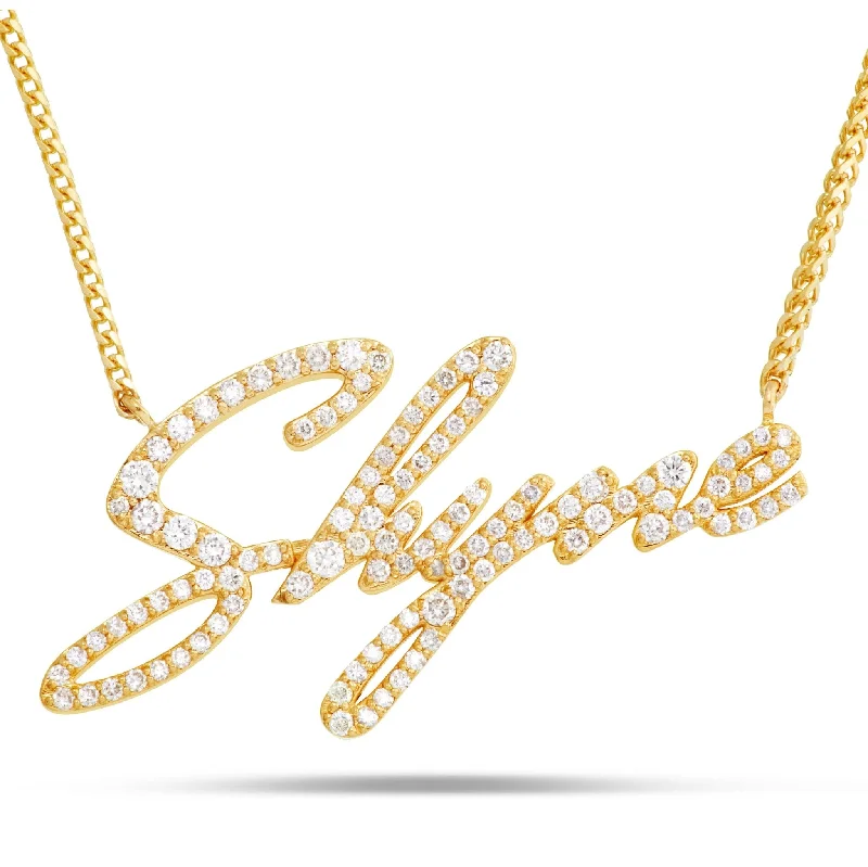 Long Pendant Necklaces-Shyne Logo Diamond Necklace