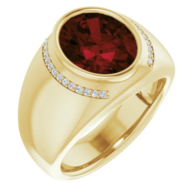 Gemstone Wedding Rings-14K Yellow Natural Mozambique Garnet & 1/8 CTW Natural Diamond Ring