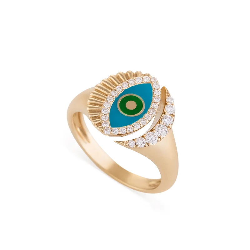 Designer Engagement Rings-Written in the Stars Evil Eye Pinky Ring