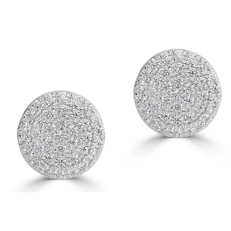 Large Hoop Drop Earrings-EMILIQUE 14KT GOLD 0.24 CTW DIAMOND PAVÉ CIRCLE STUD EARRINGS