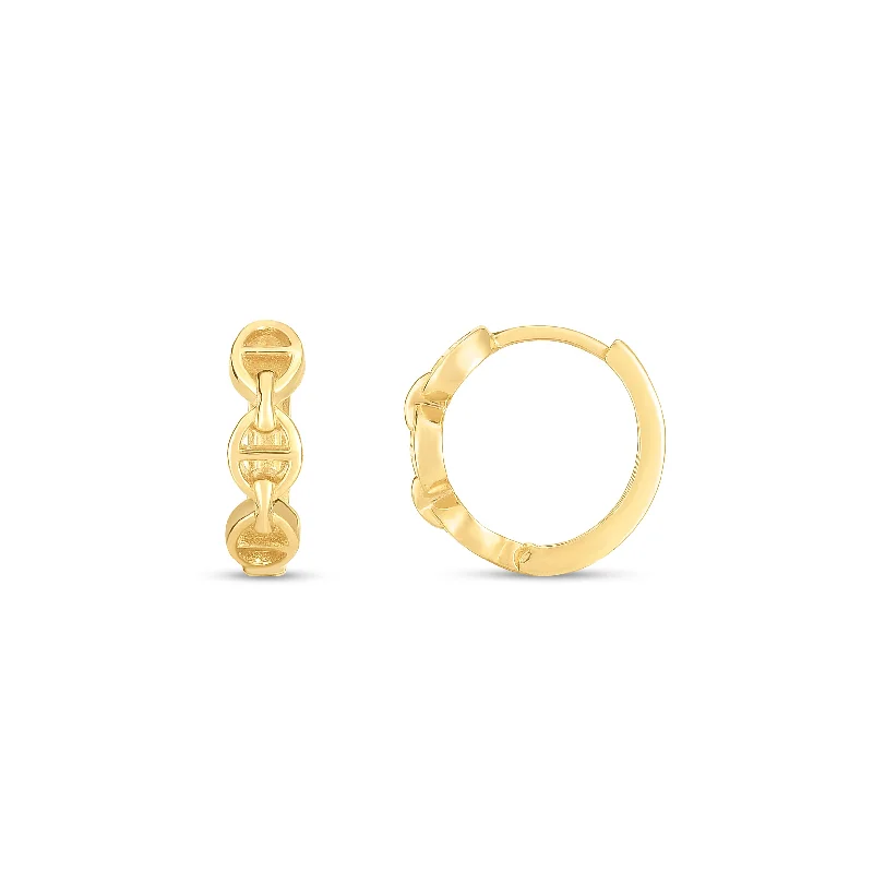 Bold Drop Stud Earrings-14K  Oval Mariner Huggies