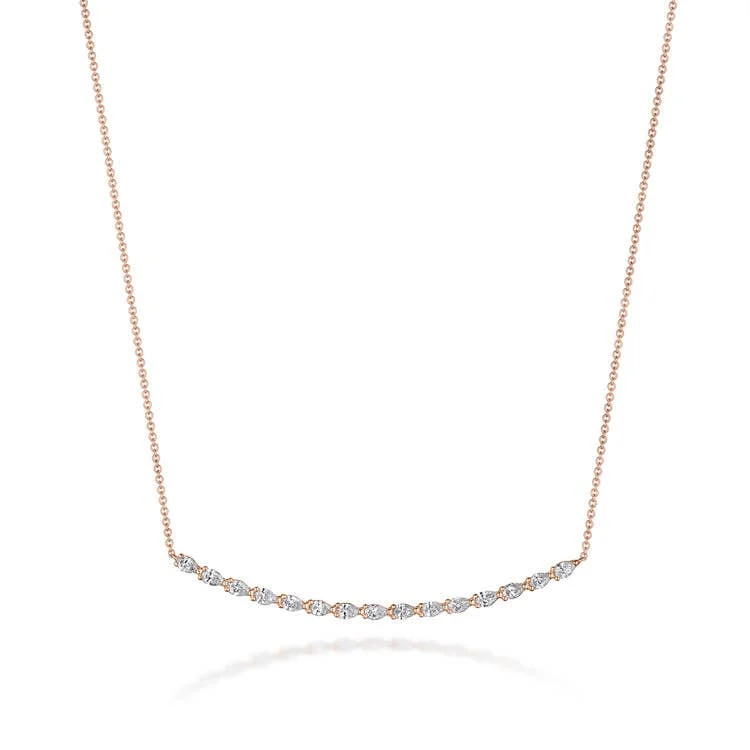 Beaded Necklaces-Stilla | Pear Diamond Necklace in 18k Rose Gold FN67517PK