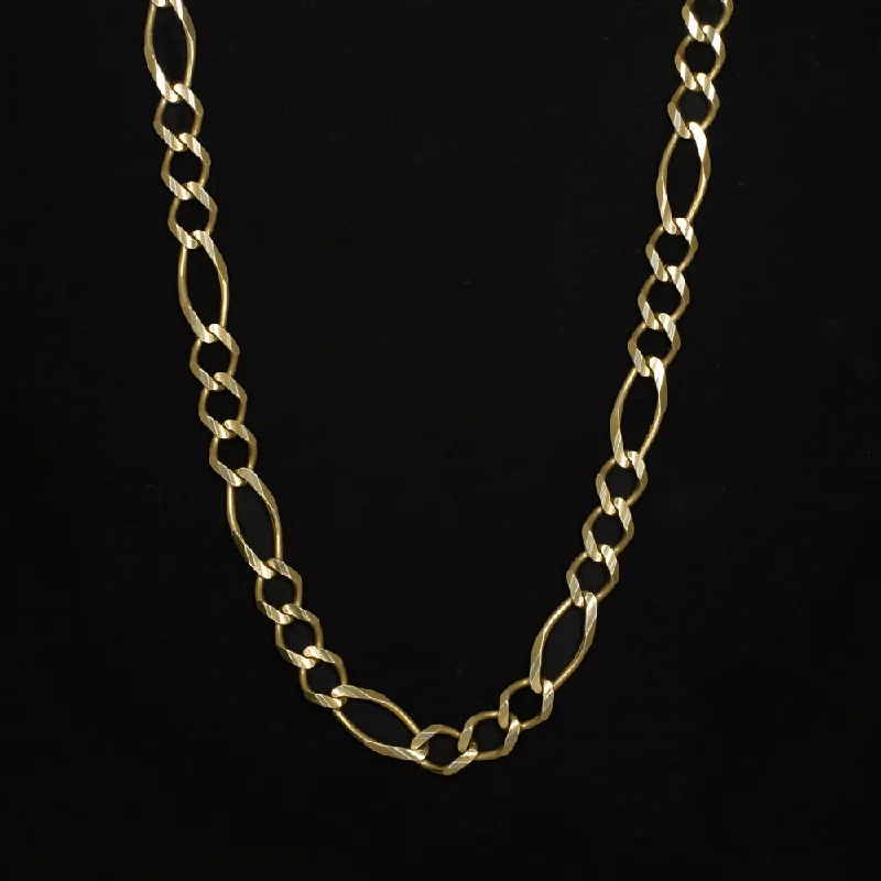 Custom Name Necklaces-SOLID 10k YELLOW GOLD FIGARO CHAIN NECKLACE 3.7m 20in ESTATE MENS LADIES CLASSIC