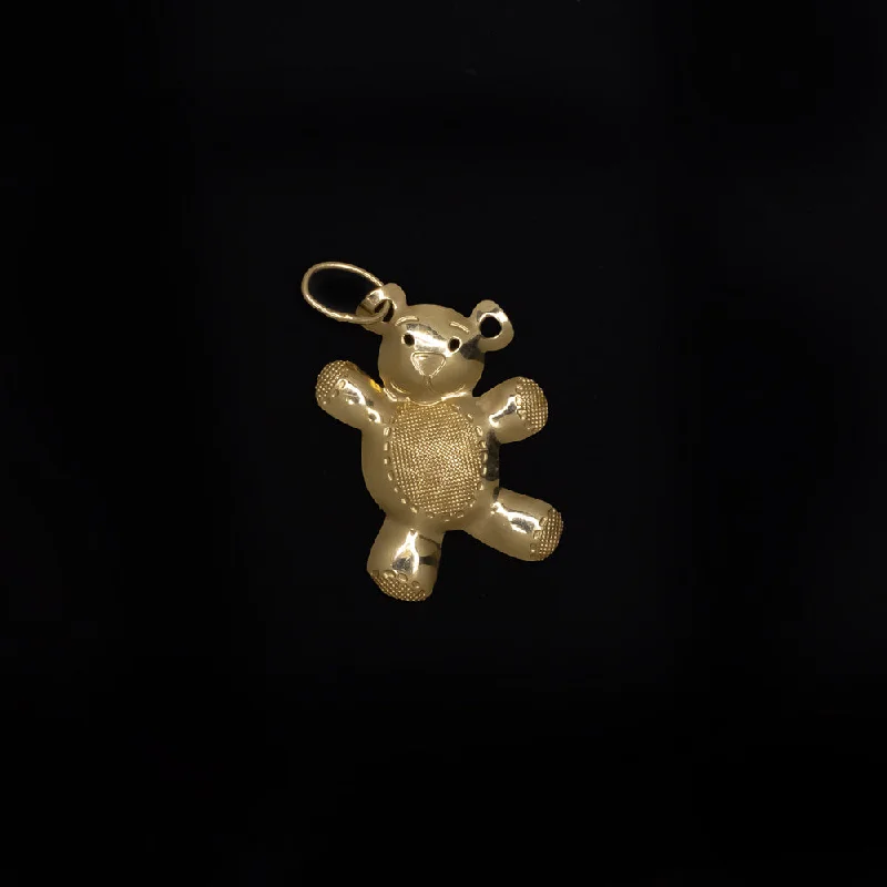 Fashionable Pendant Necklaces-SOLID 14k YELLOW GOLD TEDDY BEAR CHARM PENDANT NECKLACE CLASSIC CUTE TOY GIFT