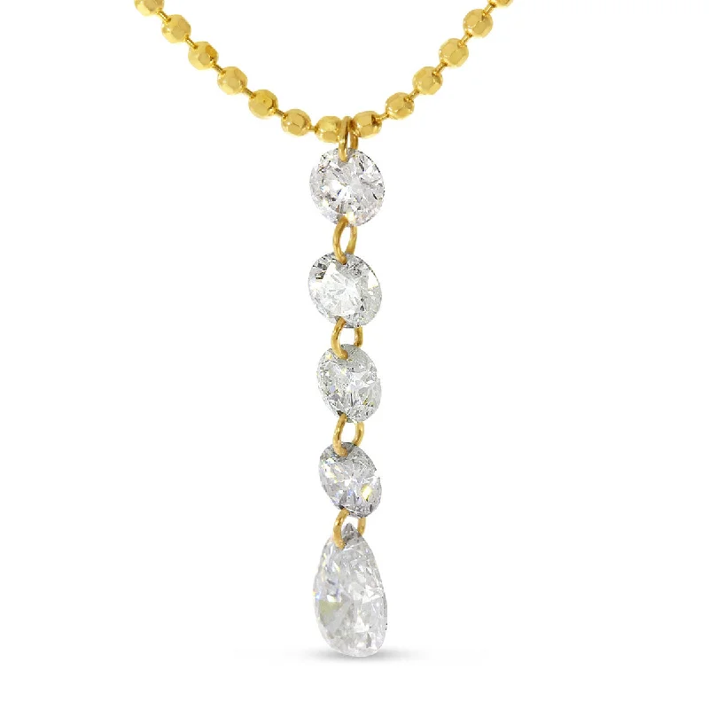 Rope Necklaces-DASHING DIAMONDS ROUND / PEAR DANGLE NECKLACE P10365-18