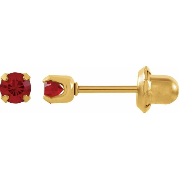 Minimalist Stud Drop Earrings-24K Yellow Gold-Plated Stainless Steel Imitation Ruby Inverness® Piercing Earrings