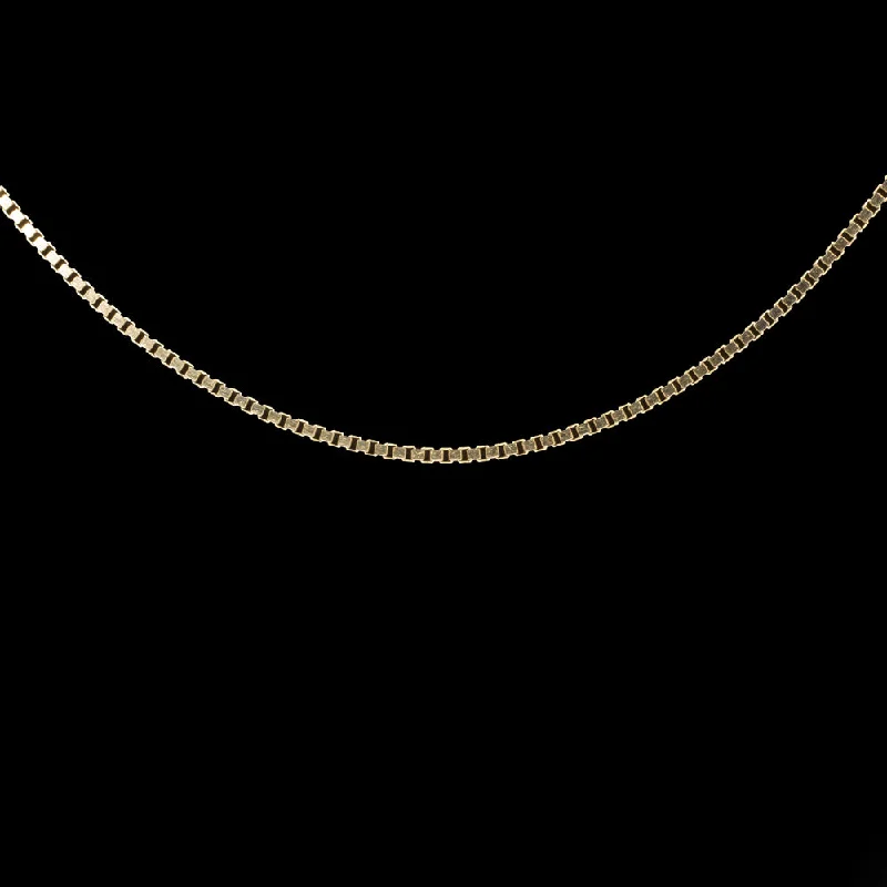 Lucky Charm Necklaces-SOLID 14k YELLOW GOLD BOX CHAIN NECKLACE 20 INCH DAINTY 1mm THIN CLASSIC SLINKY