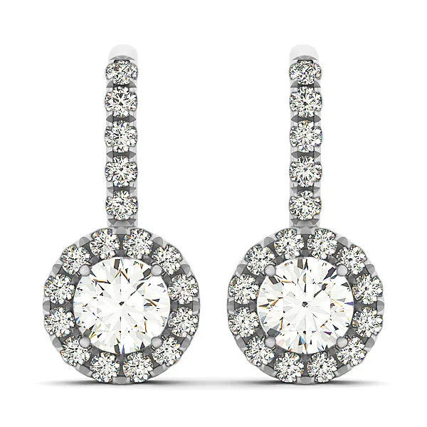 Large Crystal Drop Earrings-Halo Diamond Earring