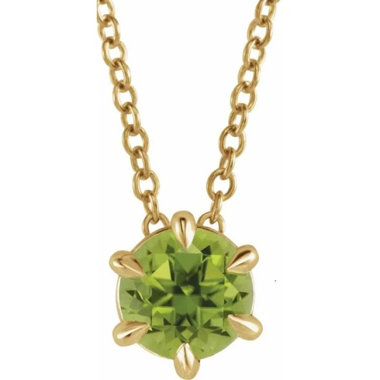 Custom Heart Necklaces-14K Yellow 5 mm Natural Peridot Solitaire 16-18" Necklace