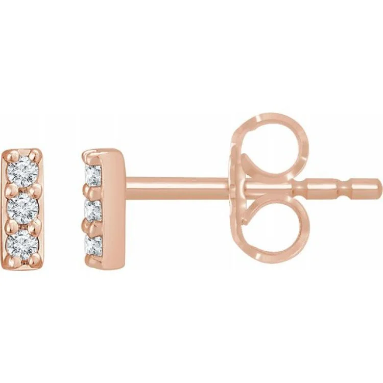 Elegant Drop Earrings-14K Rose .05 CTW Natural Diamond Bar Earrings