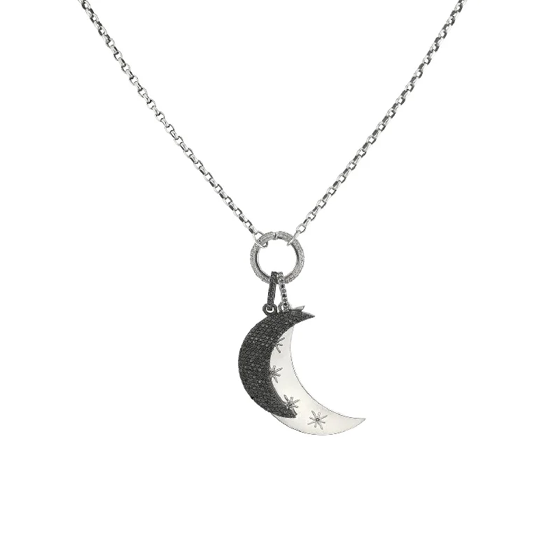 Gemstone Necklaces-Dark Side of the Moon Diamond Pendant Necklace N0002458