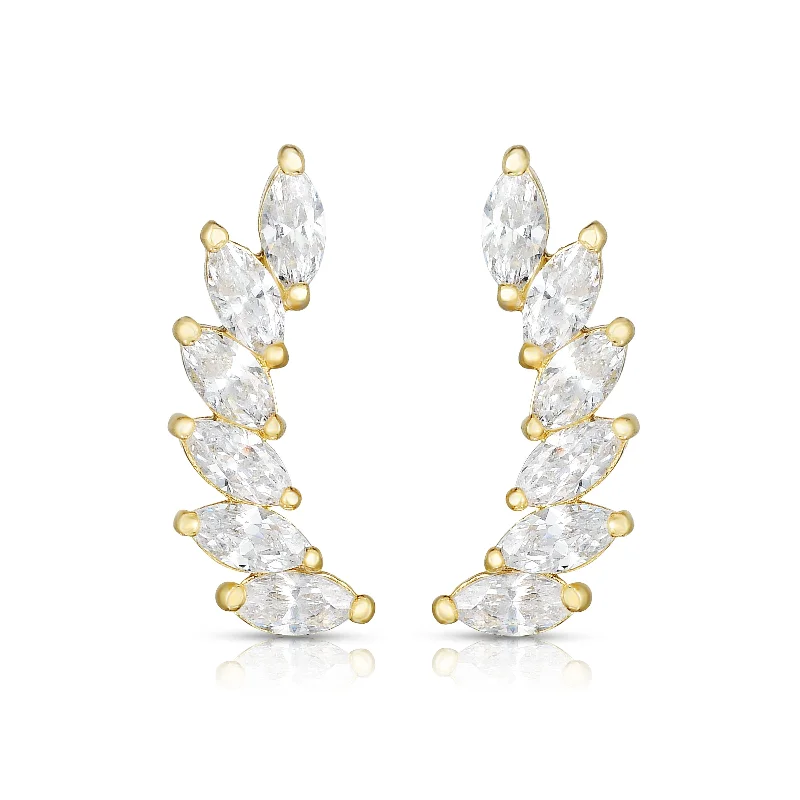 Minimalist Fashion Earrings-14K Gold Marquise CZ Ear Climber