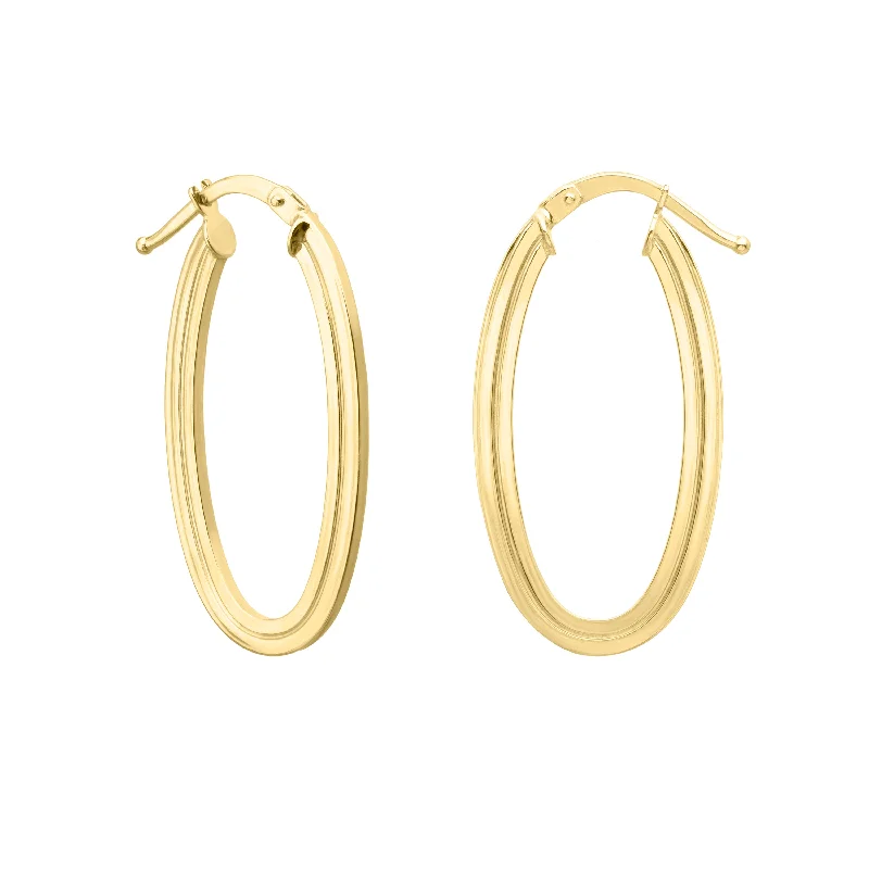 Custom Handmade Earrings-14K Gold Oval Concentric Hoops