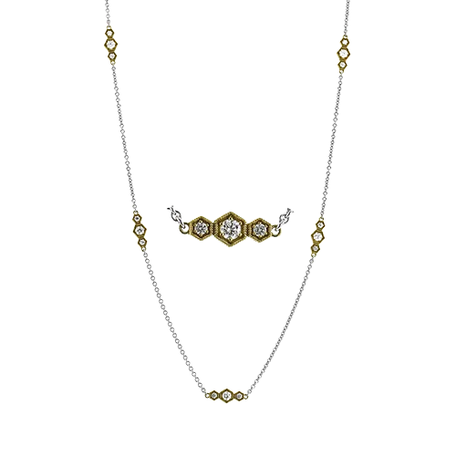 Boho Pendant Necklaces-Necklace in 18k Gold with Diamonds CN135