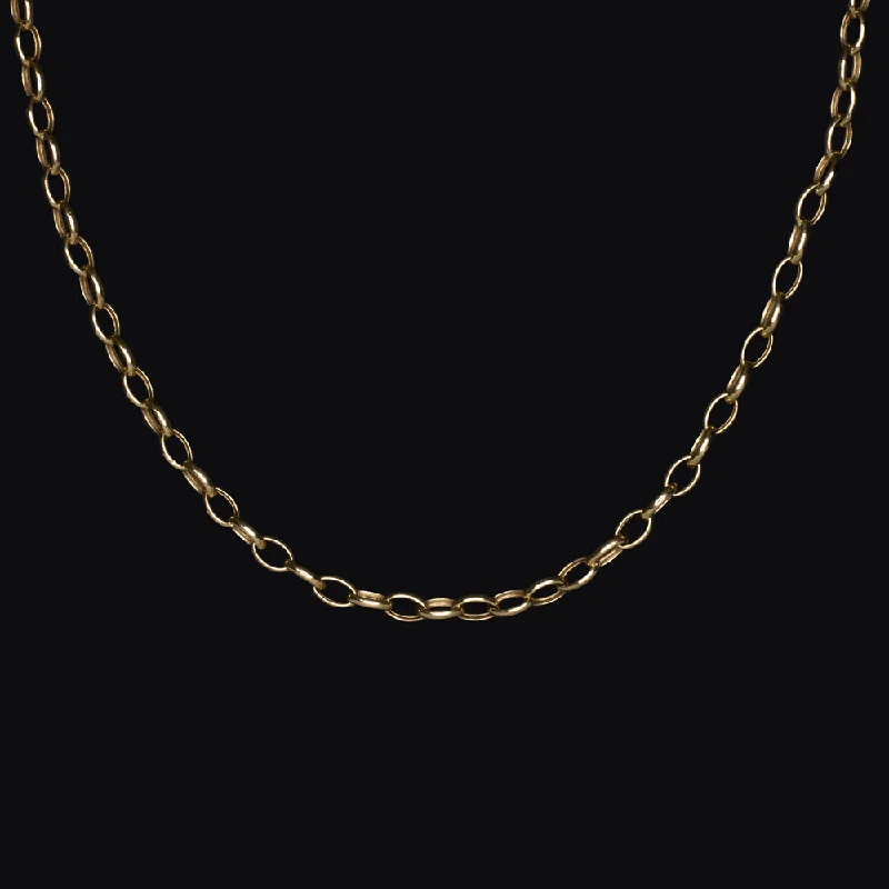 Wedding Necklaces-OVAL LINK CHAIN NECKLACE SOLID 14K YELLOW GOLD 20 INCH LONG CLASSIC MENS LADIES