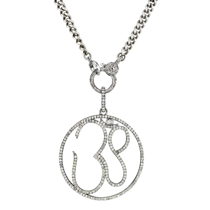 Crystal Necklaces-Om Curb Chain Necklace N0002069