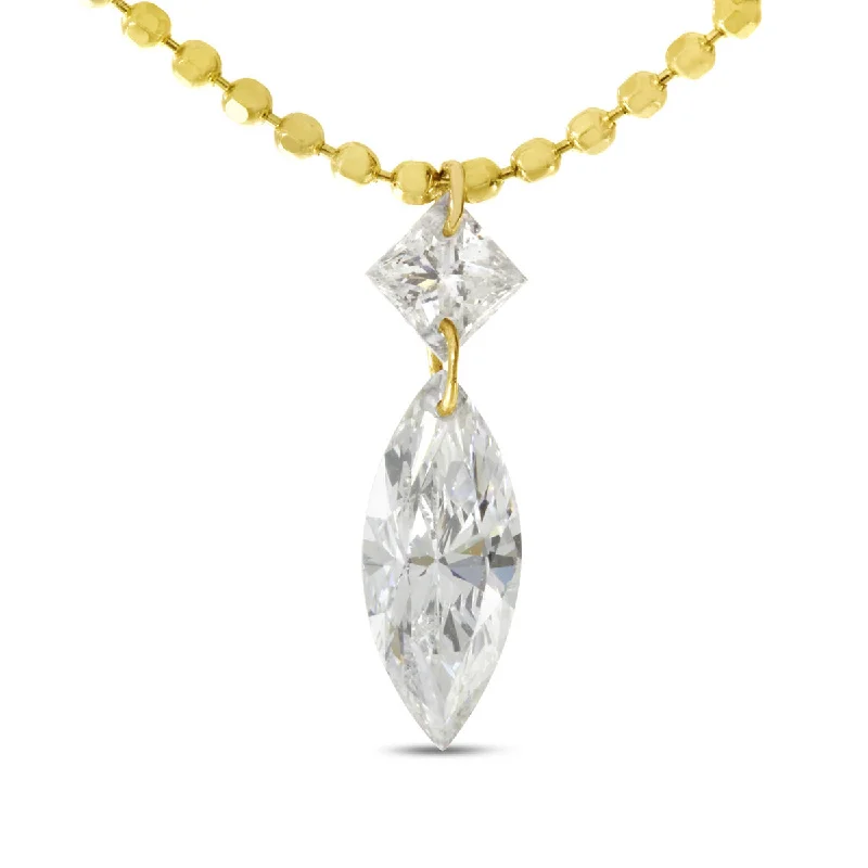 Small Pendant Necklaces-DASHING DIAMONDS PRINCESS / MARQUIS NECKLACE P10358-18