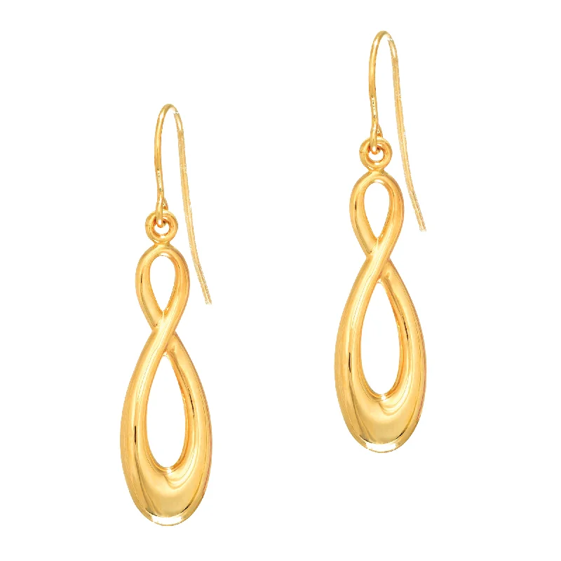 Red Drop Earrings-14K Gold Polished Infinity Drop Earring