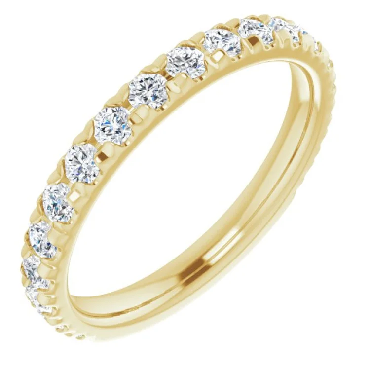 Luxury Engagement Rings For Women-14K Yellow 3/4 CTW Natural Diamond French-Set Anniversary Band