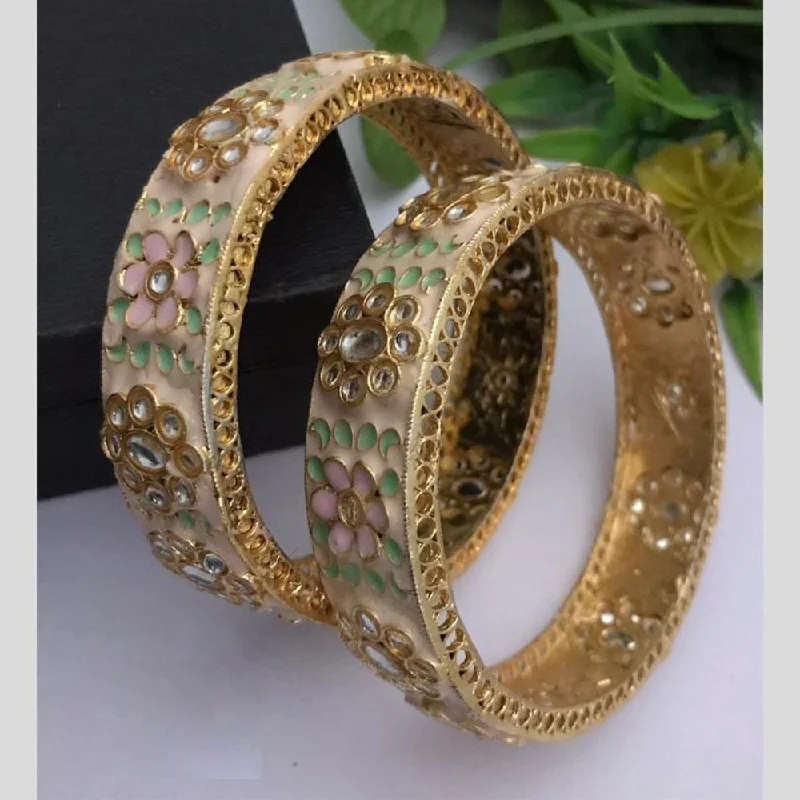 Bangles With Turquoise-FS Collection Gold Plated Meenakari Bangle Set