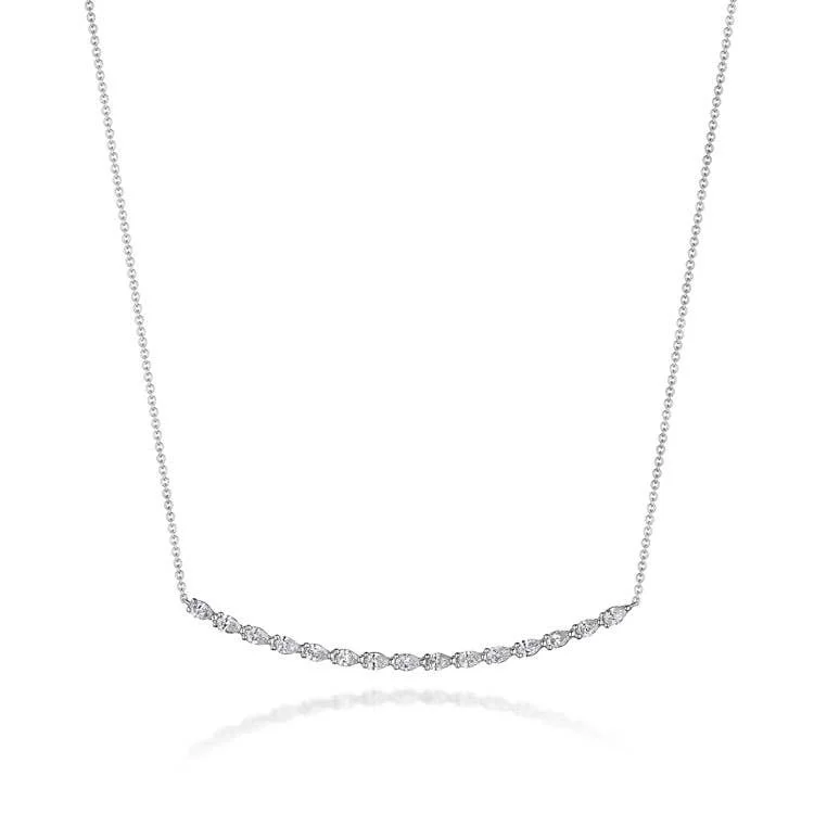 Religious Necklaces-Stilla | Pear Diamond Necklace in 18k White Gold FN67517