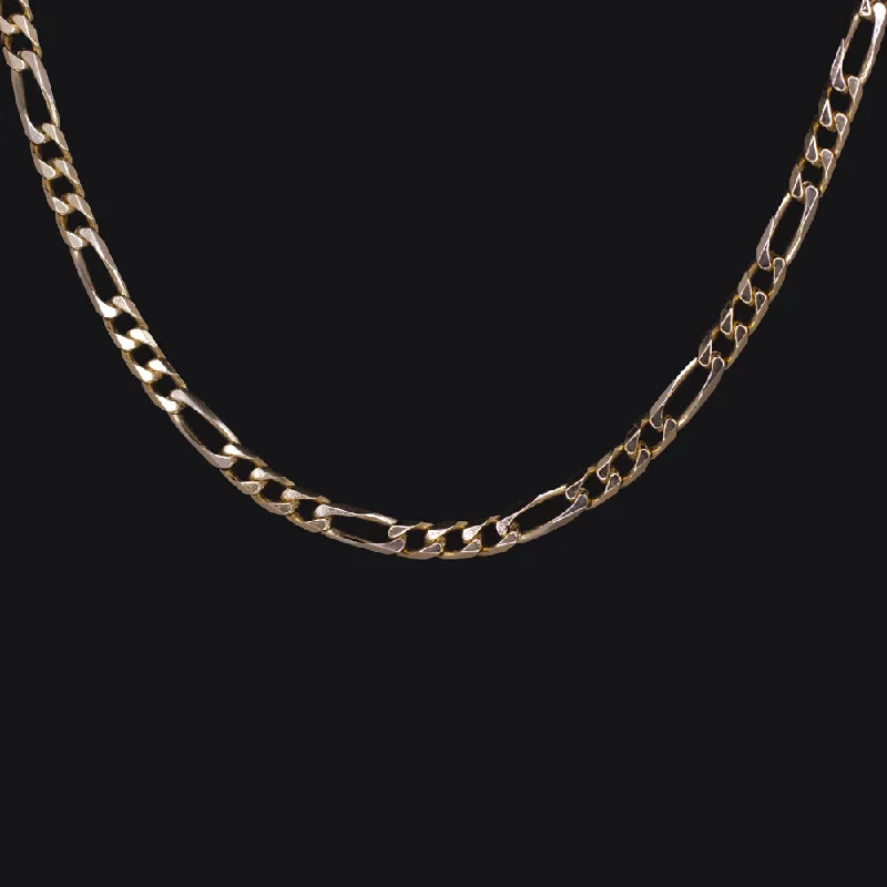 Vintage Diamond Necklaces-14k YELLOW GOLD FIGARO CHAIN 11.6 GRAM 19in 3.1mm NECKLACE ITALIAN MENS LADIES