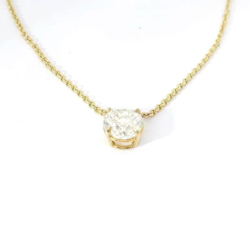 Fashionable Pendant Necklaces-14K Yellow Gold Natural Round Diamond Pendant