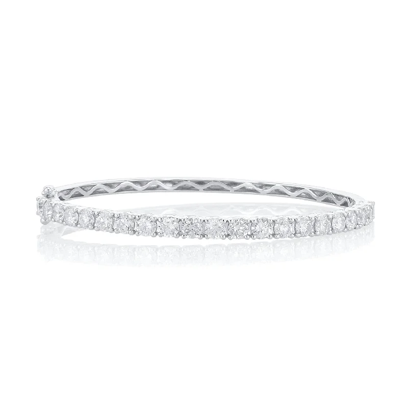 Bracelets With Colorful Beads-3.90 Carat Round Diamond Bangle Bracelet set in 18K White Gold