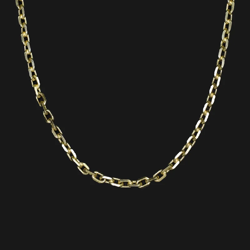 Adjustable Gold Necklaces-14k YELLOW GOLD RECTANGLE CABLE CHAIN 21in 4mm 31gm NECKLACE CLASSIC MENS LADIES