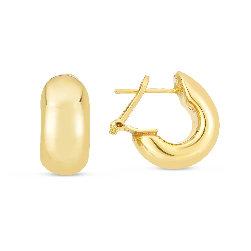 Mixed Gemstone Earrings-14K Gold Small Omega C-Hoops