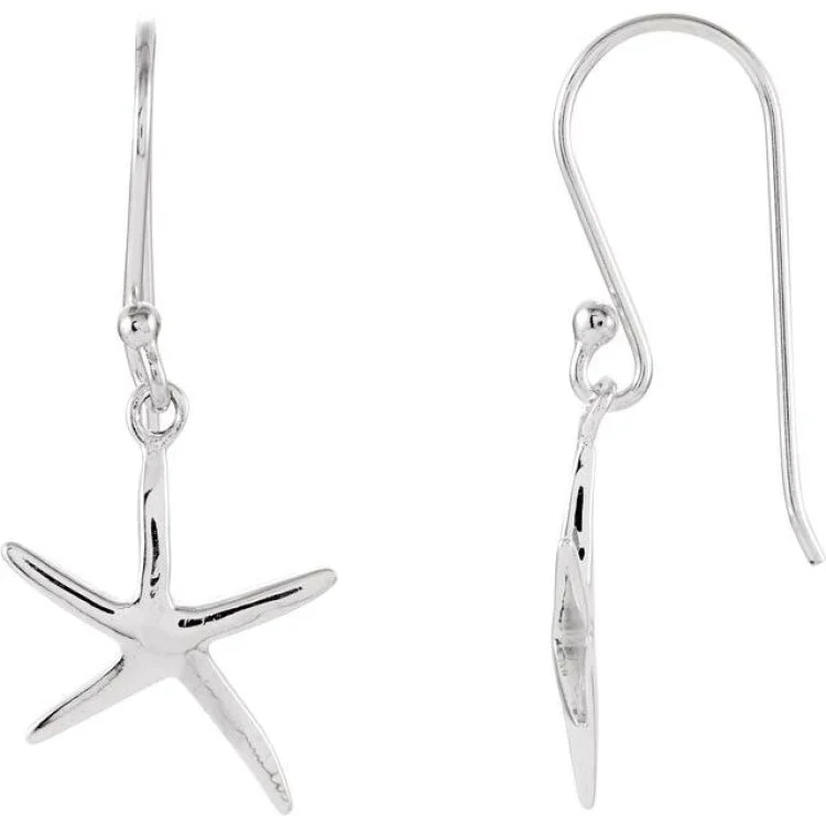 Stylish Stud Earrings-Sterling Silver Starfish Earrings