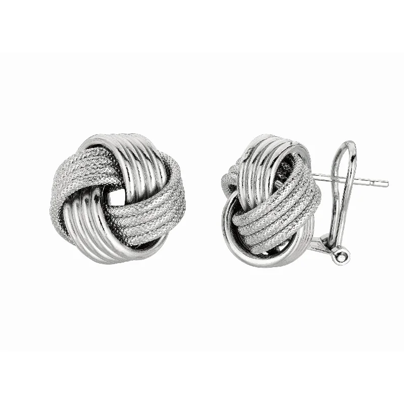 Unique Drop Earrings-Silver Large Multirow Love Knot Earring