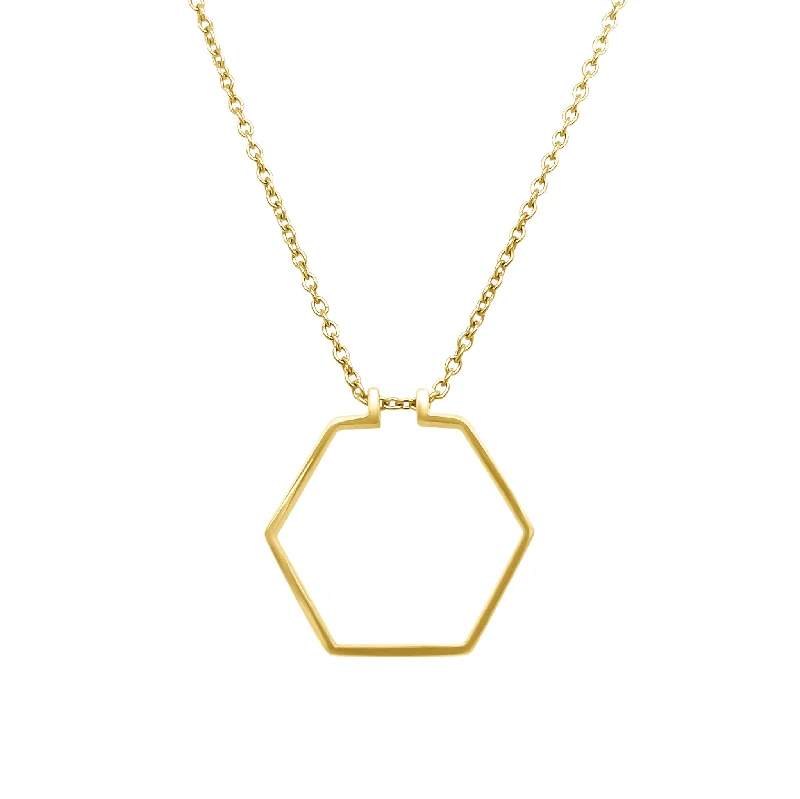 Modern Necklaces-Hexagon Ring Holder Necklace