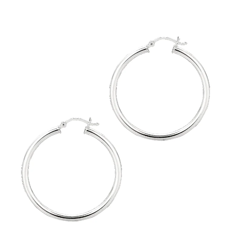 Butterfly Drop Earrings-Silver 3x35mm Hoop Earring