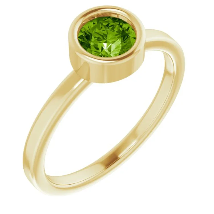 Engagement Rings With Multi-Gems-14K Yellow 5.5 mm Natural Peridot Ring