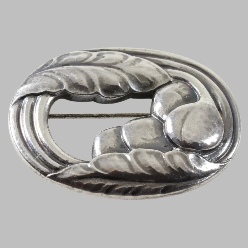 Luxury Crystal Brooch-Early Georg Jensen Jewelry | Foliate Berry Art Nouveau Silver Vintage Brooch 18