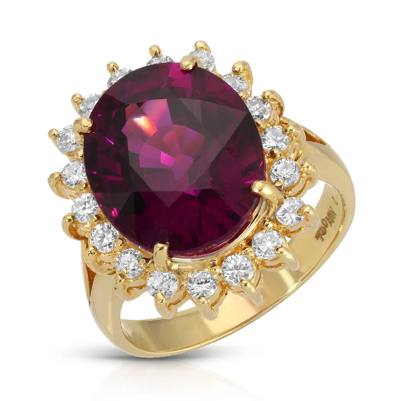 Simple Promise Rings-Purple Garnet Diamond Ring