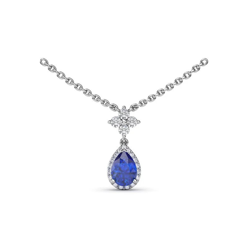 Black Gold Necklaces-Sapphire and Diamond Teardrop Necklace N1882S