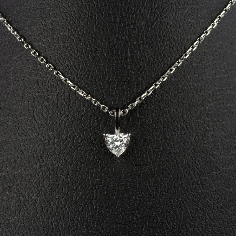 Layered Crystal Necklaces-HEART SHAPE CUT NATURAL DIAMOND NECKLACE MINIMALIST CHARM PENDANT 14k WHITE GOLD