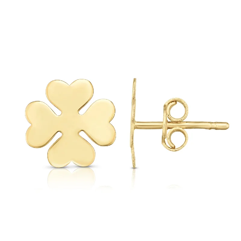 Minimalist Dangle Earrings-14K Gold Clover Stud Earrings