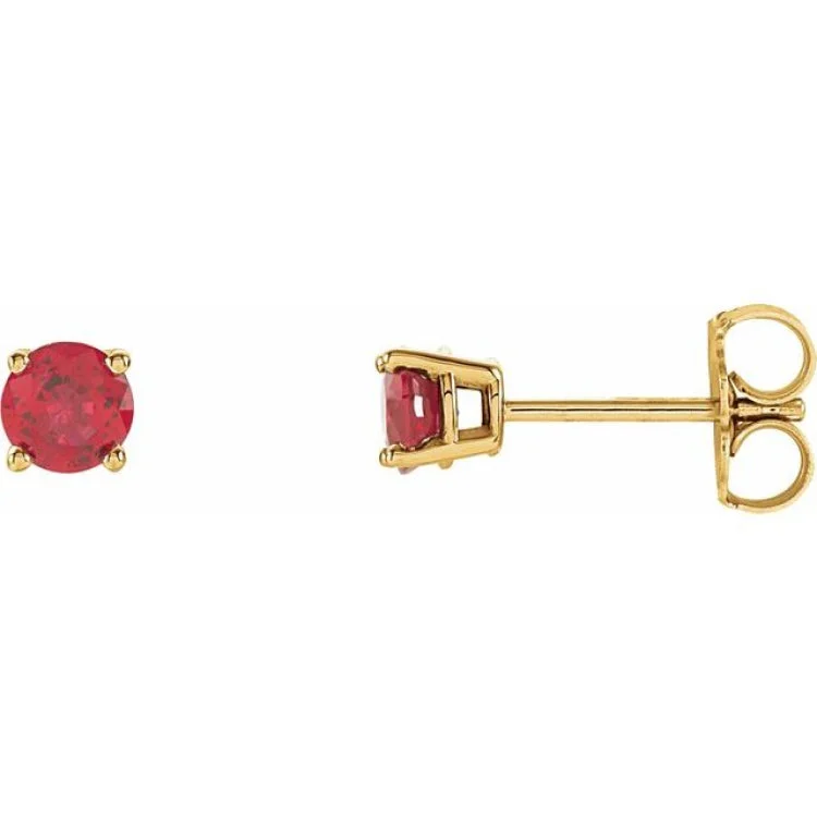 Luxury Gold Drop Earrings-14K Yellow 4 mm Lab-Grown Ruby Stud Earrings