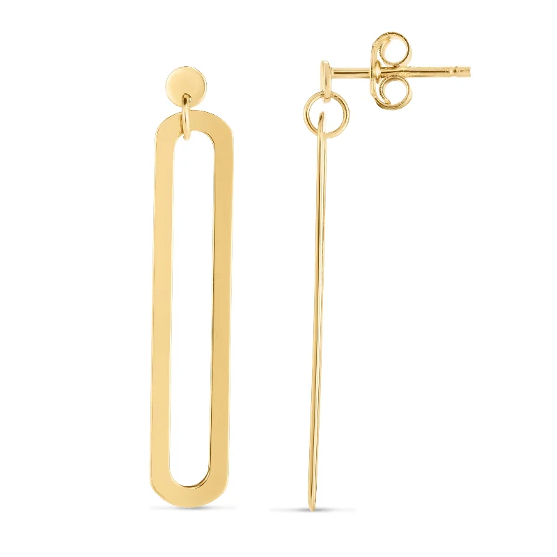 Clear Drop Earrings-14K Single Paperclip Link Drop Earring