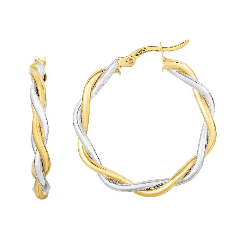 Gold Drop Earrings-10K Gold Medium Poished Twist Hoop Earring