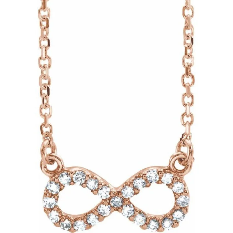 Diamond Chain Necklaces-14K Rose 1/10 CTW Natural Diamond Infinity 16 1/2" Necklace