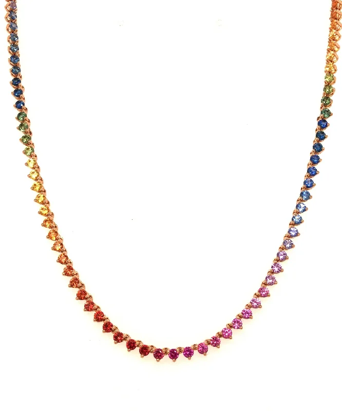 Bohemian Necklaces-Rainbow Sapphire Line Necklace 240-JSA