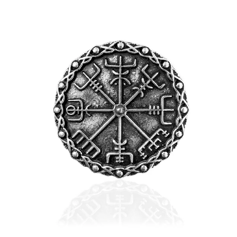 Brooch With Timeless Appeal-Vegvisir Brooch, Silver